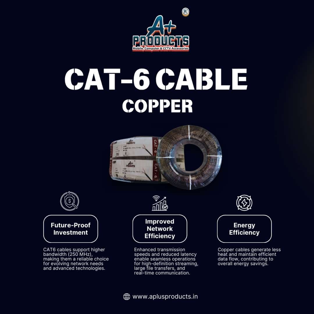 A+ Products CAT6 Lan Cable Copper Outdoor 90y LD Black (0.45mm) view 3